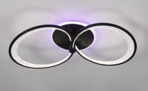 Люстра K38812/2L BK+FGD черный/золото LED 64W+22W 3000K-6500K ПДУ диммер d650, 24