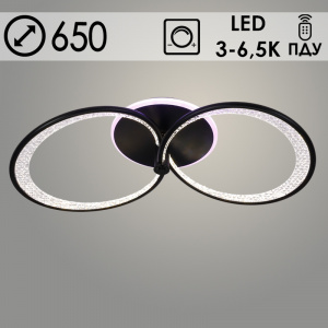 Люстра K38812/2L BK+FGD черный/золото LED 64W+22W 3000K-6500K ПДУ диммер d650, 24
