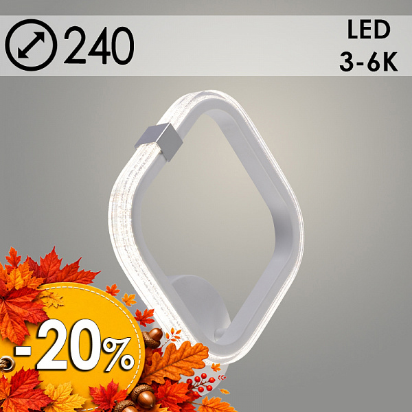 Бра DK6355A/1 WT+CR белый/хром 20W LED 3000K-6000K d240, HN24