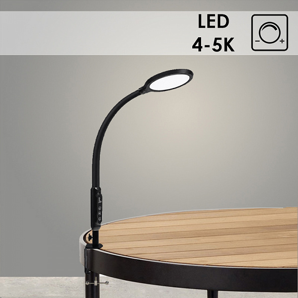 Светильник настольный Artstyle TL-410B пластик Led диммир.,18Вт черный струбцина
