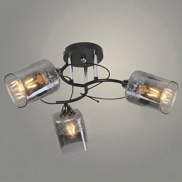 Люстра 11282-7/3 черный/хром (Плафон 33171) НПБ 01-3х60-212 Е27 3x60W Е27 d443 h238, 1005405518