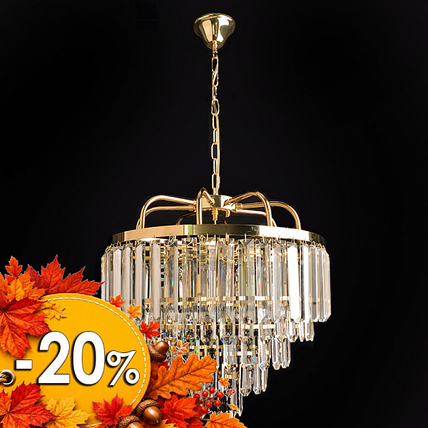 Люстра 8420/10/500 GD золото/хрусталь 10x60W E14 d500 h850, KLD24