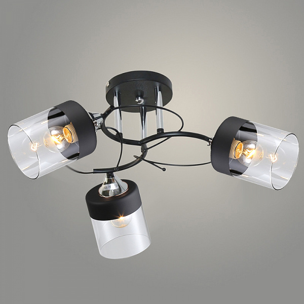 Люстра 11282-7/3 черный/хром (Плафон 33171) НПБ 01-3х60-212 Е27 3x60W Е27 d443 h238, 1005405518