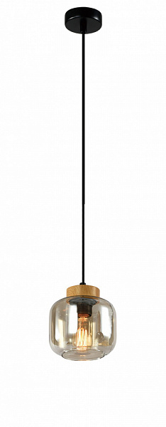 Подвес 24252-1A BK+WOOD черный/дерево 1х40W E27 h1000, 24
