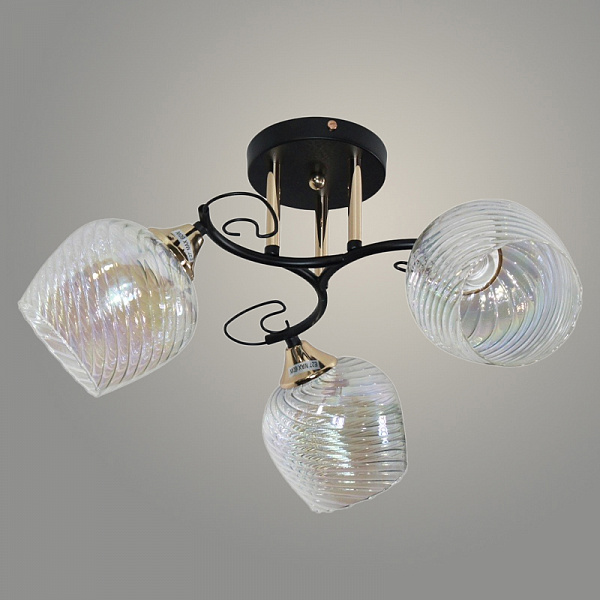 Люстра 11295-9/3 черный/золото (Плафон 32830) НПБ 01-3х60-214 Е27 3x60W Е27 d439 h253, 1005405337