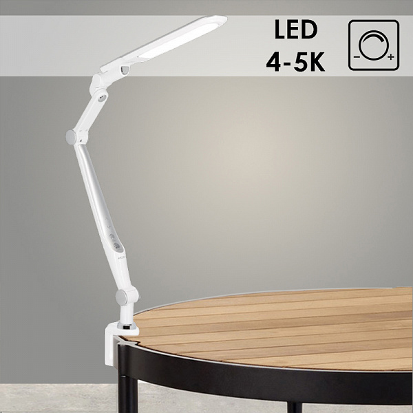 Светильник настольный Artstyle TL-402CW пластик Led диммир.10Вт белый струбцина