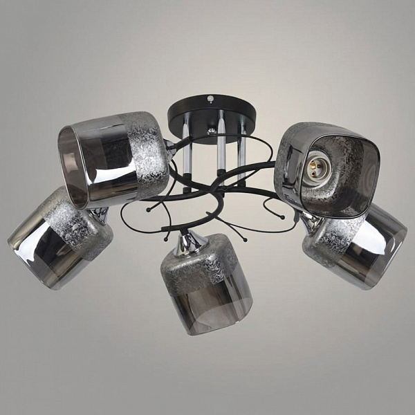 Люстра 11282-7/5 черный/хром (Плафон 33171) НПБ 01-5х60-150 Е27 5x60W Е27 d545 h232, 1005405519