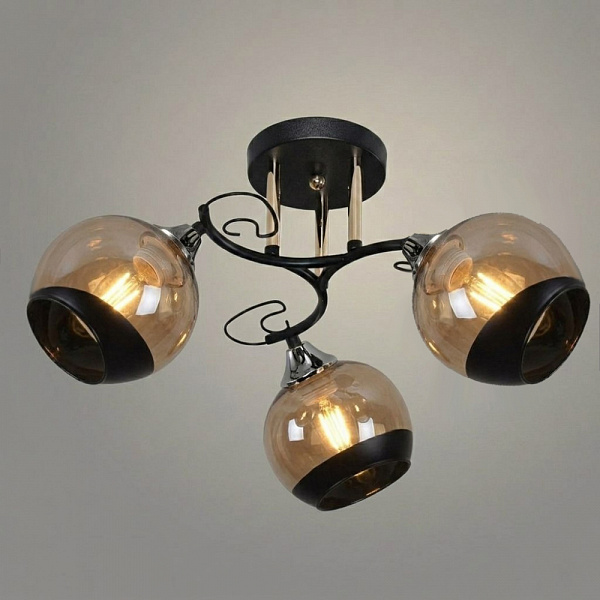 Люстра 11295-9/3 черный/золото (Плафон 32830) НПБ 01-3х60-214 Е27 3x60W Е27 d439 h253, 1005405337