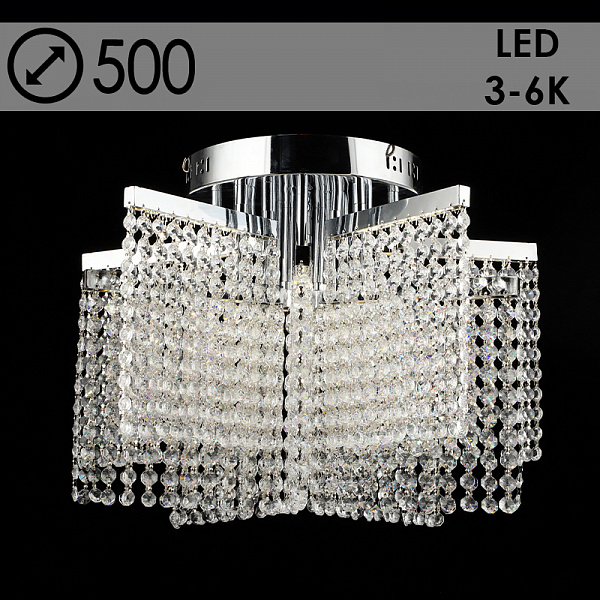 Люстра E2653/60W CH хром/хрусталь 60W LED 3000K-6000K d500 h380, 24