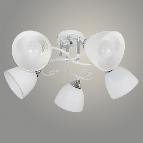 Люстра 11290-8/5 белый/хром (Плафон 32888) НПБ 01-5х60-154 Е27 5x60W Е27 d551 h227, 1005405334
