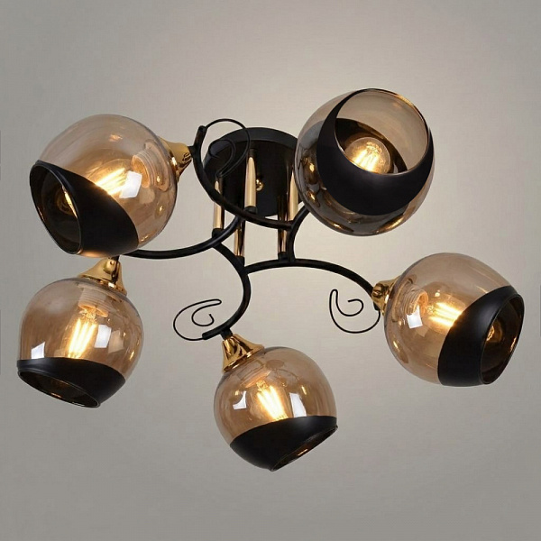 Люстра 11295-9/5 черный/золото (Плафон 32830) НПБ 01-5х60-155 Е27 5x60W Е27 d501 h253, 1005405537
