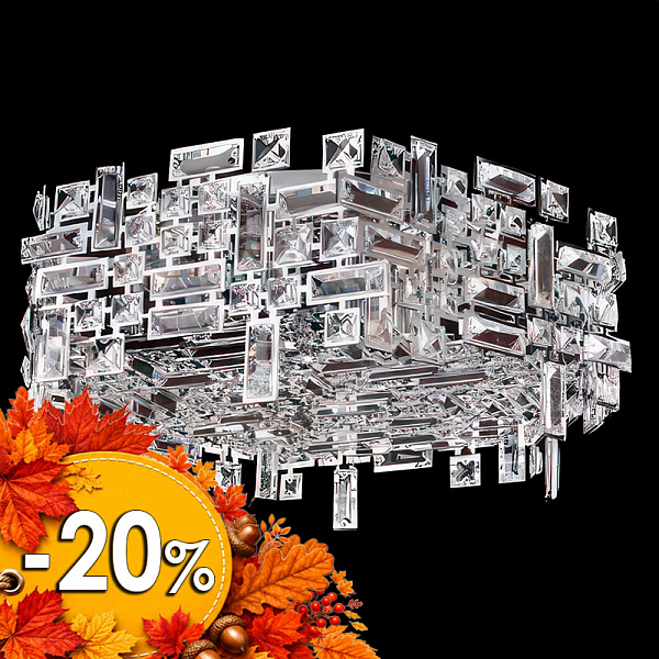 Люстра P910-500 CR хром/хрусталь 5х40W E14 d500 h200, ZOK23