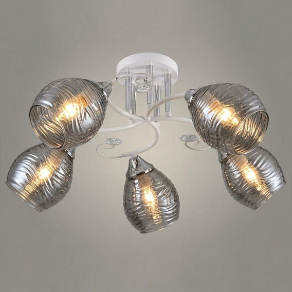 Люстра 11290-8/5 белый/хром (Плафон 32888) НПБ 01-5х60-154 Е27 5x60W Е27 d551 h227, 1005405334