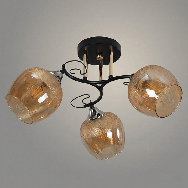 Люстра 11295-9/3 черный/золото (Плафон 32812) НПБ 01-3х60-214 Е27 3x60W Е27 d439 h253, 1005405337